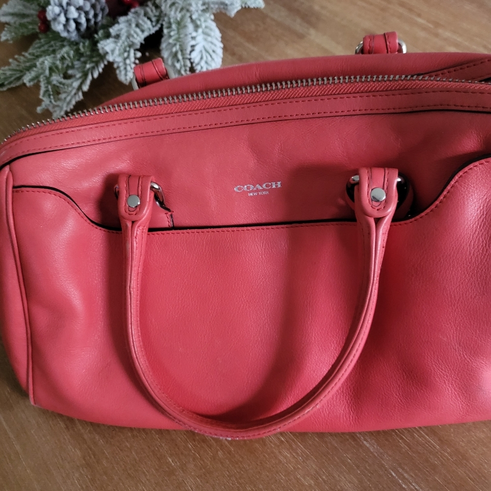 Coach coral leather purse